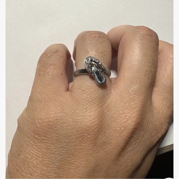 Sterling Silver .925 Flip Flop Sandal Ring – Unique Beach Style Sz 6 -approx - Picture 1 of 6